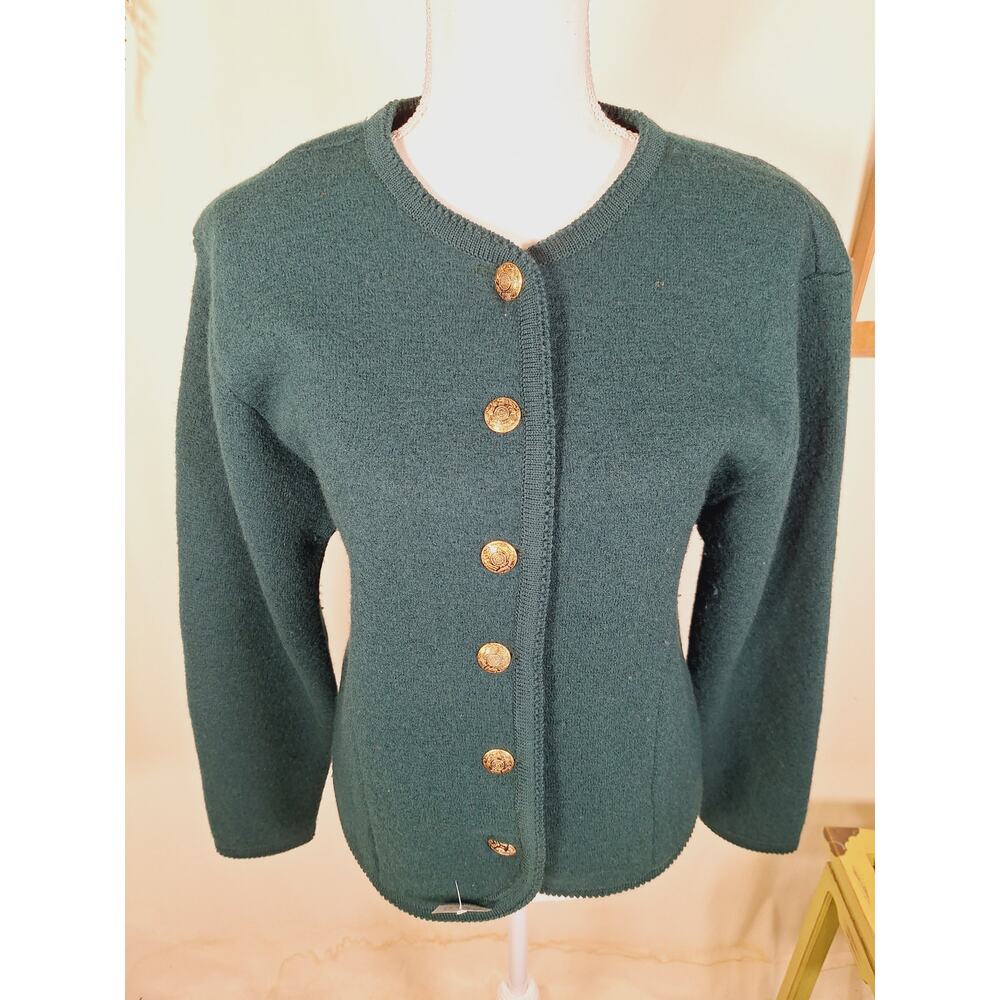 Alexandra Bartlett Women's 100% Wool Button-Down Green Sweater Large - Picture 2 of 7